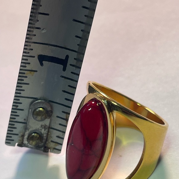 NWT Stainless Steel Gold enamel red Woman ring Size 8 - Picture 12 of 16